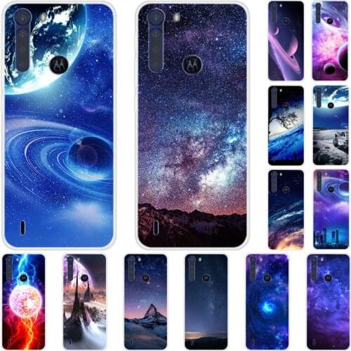 Case For Motorola One Fusion One Fusion+ Phone Cover Fitness Silicone Back Bumper And Softness TPU With Star Sky Pattern