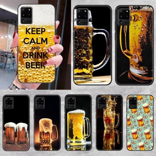 Beers Alcohol Summer Bubble Phone case For Samsung Galaxy Note 4 8 9 10 20 S8 S9 S10 S10E S20 Plus UITRA Ultra black painting