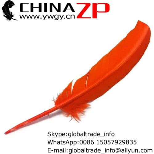 CHINAZP Factory www.ywgy.cn 500pcs/lot 30~30cm(12~14inch) Length Cheap Top Quality Dyed Orange Turkey Rounds Quill Feathers