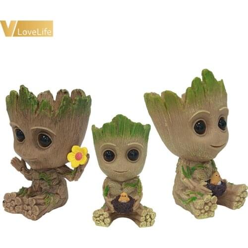 Flower Pot Baby Groot Planter Action Figures Tree Man Model Toy For Kids Pen Holder Creative Garden Home decoration Kids Toys