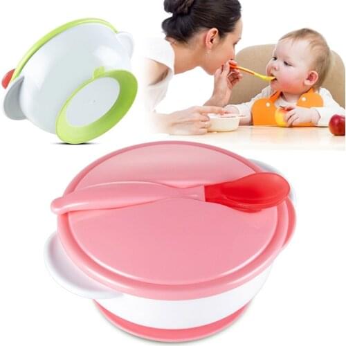 Childrens Dishes Baby Sucker Feeding Silicone Spoon Bowl Sensitive Spoon Solid Feeding Plates Infant Slip-resistant Tableware