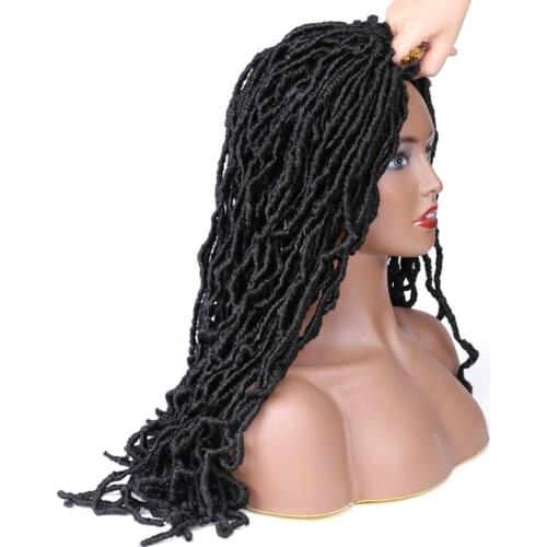 Hywamply 24" Nu Locs Synthetic Crochet Braids Hair Natural Dreadlocks Goddess Faux Locs Bug Ombre Braiding Hair Extension
