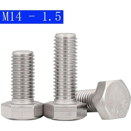 M14 - 1.5 ( 14mm ) Fine Thread 304 Stainless Steel Hex Cap Bolt / Screw DIN 933 Tap A2 - 70
