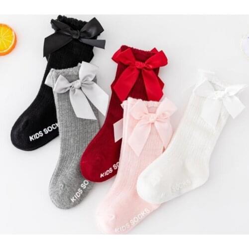 Cute Soft Cotton Baby Girls Socks Newborn Big Bow Baby Socks Infant Baby Girl Socks Anti Slip Floor Socks Whosale 0-3 Years