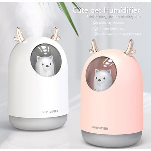 Cartoons Essential Aroma Oil Mist Humidifier USB Cool Mini Mist Maker Diffuser Ultrasonic With Breathing Light Reindeer Atomizer
