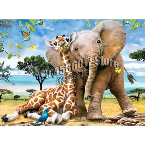 Full Diamond Painting animals 5d Diy Diamond Embroidery Kit Rhinestone Mosaic Cross Stitch Elephant and giraffe Gifts Home Decor