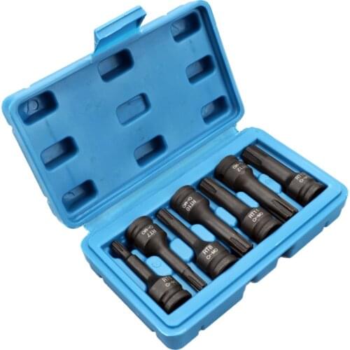 7pcs Impact Socket Bit Set 3/8-inch Drive Chrome Molybdenum Steel Hex Key Socket Metric Allen Bit Impact Spline Socket Bit Set