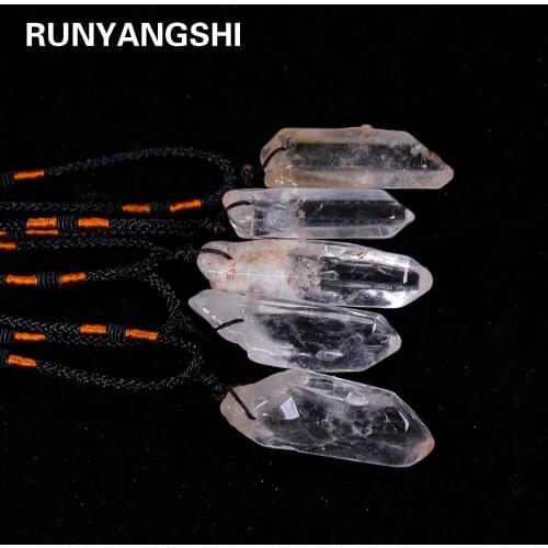 Natural crystal Clear quartz pendant Crystal Single Crystal white quartz crystal Raw Stone Necklace magic wand