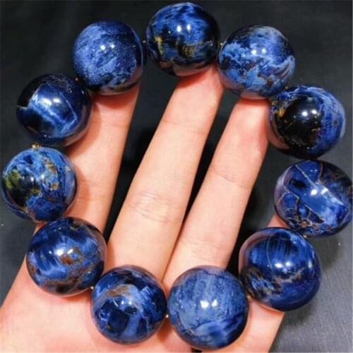 Genuine Natural Blue Pietersite Stone Round Beads Women Man Healing Stretch Bracelet 19mm AAAA