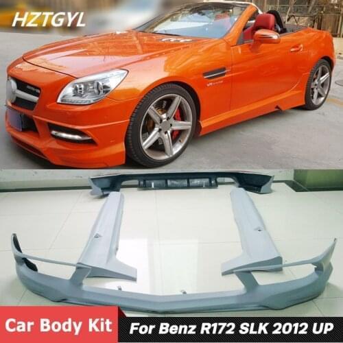 Unpainted PU Front Bumper Lip Rear Diffuser Side Skirts Car Body Kit For Benz SLK Series SLK200 SLK300 R172 Tuning 2012 Up