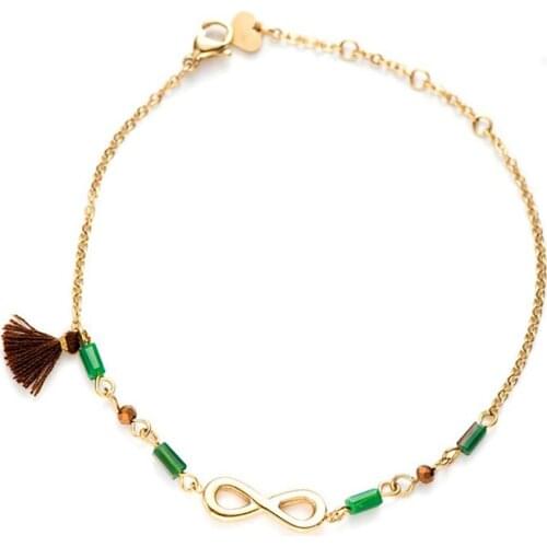 Stainless Steel Ethnic Tassels Gold Infinity Forever Love Bracelet Bangle Women Boho Jewelry Bracelets Gift For Him