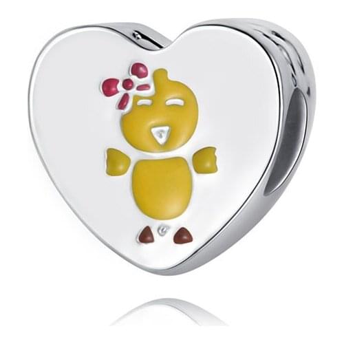 Authentic 925 Sterling Silver Beads New Duck Creative Yellow Duckling Beaded Fit Original Pandora Bracelet For Women Diy Jewelry