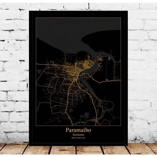 Paramaibo Suriname Map Poster