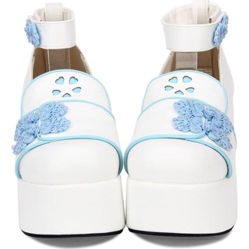 Princess sweet punk shoes The spring wind classic original high heel thick base cake round shallow mouth buckle cheongsam pu8652