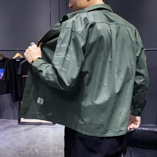 Work wear denim shirt mens long sleeve Korean version fashionable and handsome autumn student coat mens casual loose shirt