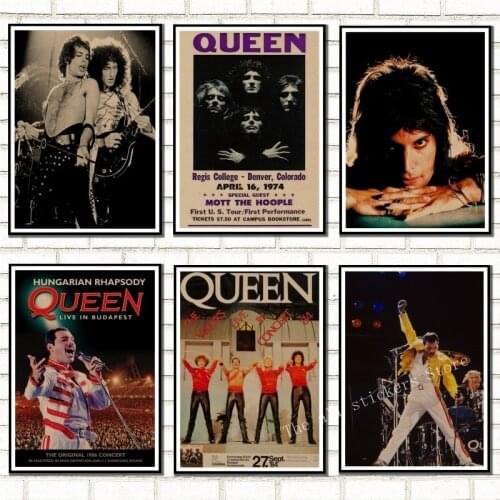 Queen Band Music Kraft Paper Poster Vintage High quality Printing Drawing core Decorative Painting Wall Sticker/910