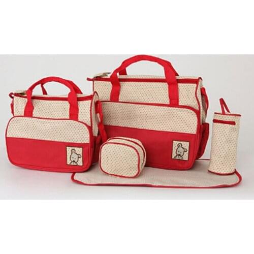 5Pcs/set Diaper Bag Suits For Mom Baby Bottle Holder Mummy Cart Pram Nappy Stroller Maternity Trolley Nappy Bag Sets Totes Bag