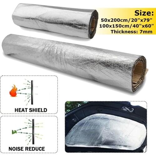 7mm 500*2000/1000*1500mm Car Hood Engine Firewall Heat Mat Deadener Sound Noise Proof Insulation Deadening Aluminum Foil Sticker