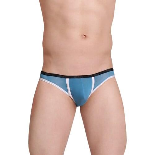 Sexy Men Underwear Transparent Briefs Short Breathable Mesh Underpants Male Hollow Back U Convex Pouch Low Waist Panties Cuecas