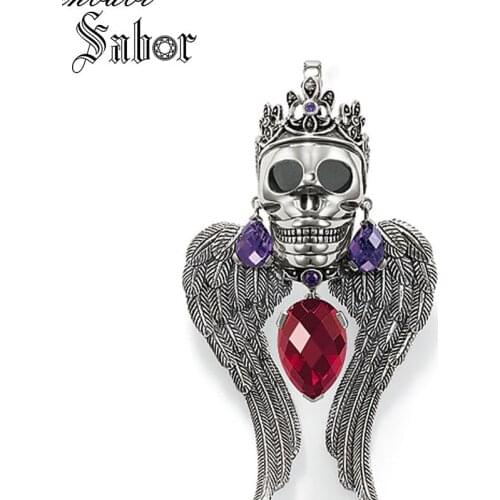 Pendant Vintage Skull King silver color For Women & Men Vnitage Gift Key Chains Pendant Fit Link Necklace thomas