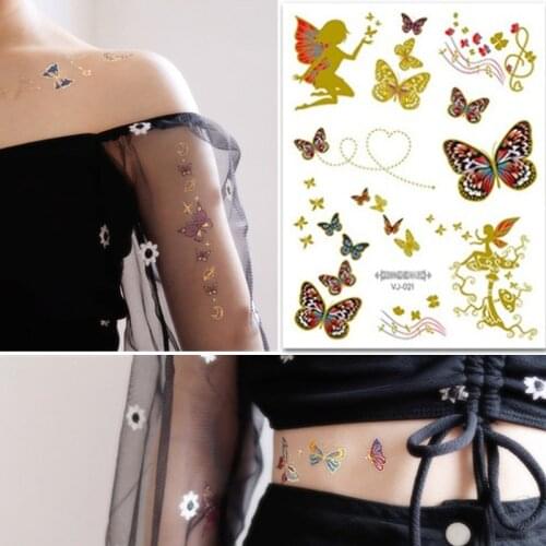 Waterproof Temporary Tattoo Sticker Flower Flash Tattoos Lace Butterfly Daisy Body Art Arm Fake Sleeve Tattoo Women