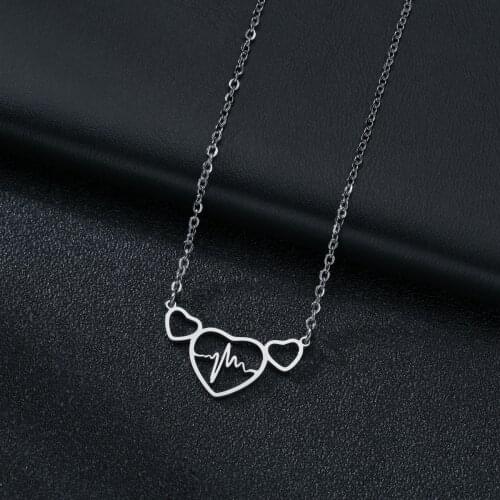 YWSHK 2021 Simple And Fashionable ECG Necklace Stainless Steel Silver Color Necklace Trend Necklace The Best Gift For Girlfriend