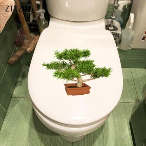 ZTTZDY 26.4×17.7CM Potted Welcoming Pine Fashion Toilet Decoration Decals Home Living Room Wall Stickers T6-0102