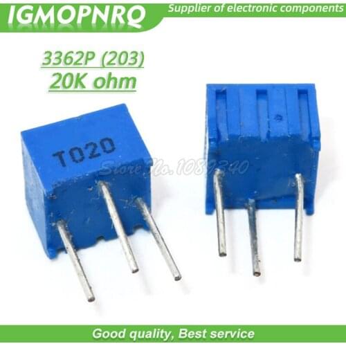 10Pcs 3362P-203LF 3362P 203 20k ohm Trimpot Trimmer Potentiometer Variable resistor 3362p-1-203