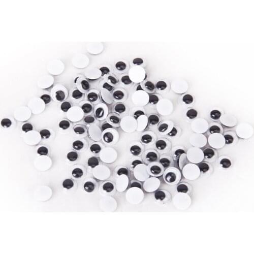 100Pcs Round Moving Movable Wiggly Wiggle Craft Eyes Glue On Sticker 10mm