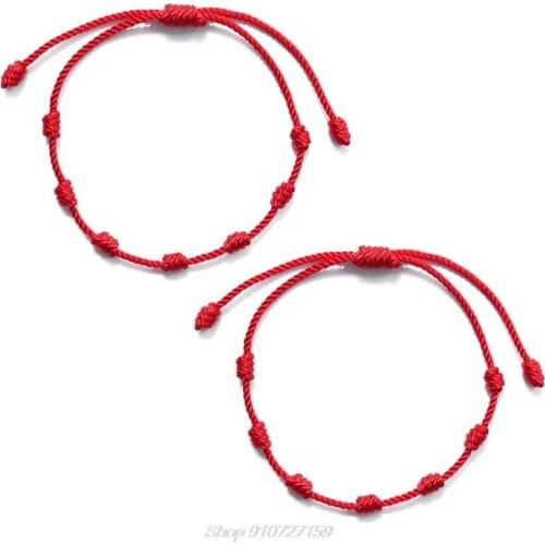 2Pcs 7 Knots Red String Bracelet for Protection Evil Eye Good Luck Amulet for Success and Prosperity Friendship bracelet