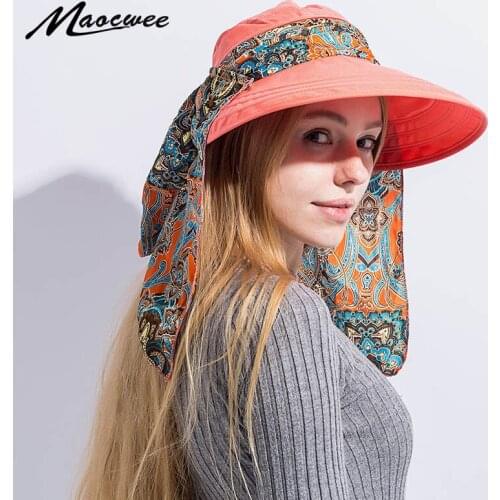 2018 UV Sun Hat Summer Cap for Women Mask hat girls Removable Beach Organza Cap Visors Caps Multipurpose Foldable Floppy Hat