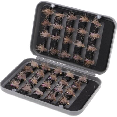 40pcs Fly Fishing Flies Kit Handmade Fly Fishing Lures Dry Flies Streamer Nymph Emerger with Waterproof Fly Box Dropshipping