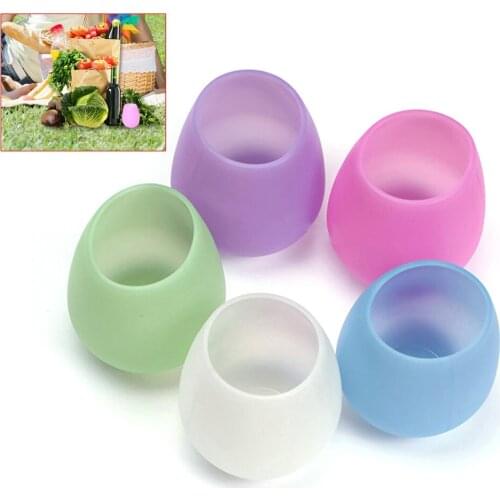 5Pcs/set Liquid MasterSilicone red Wine cup Shatterproof Reusable Unbreakable Drinkware Red or White Wine Beer Cups color random