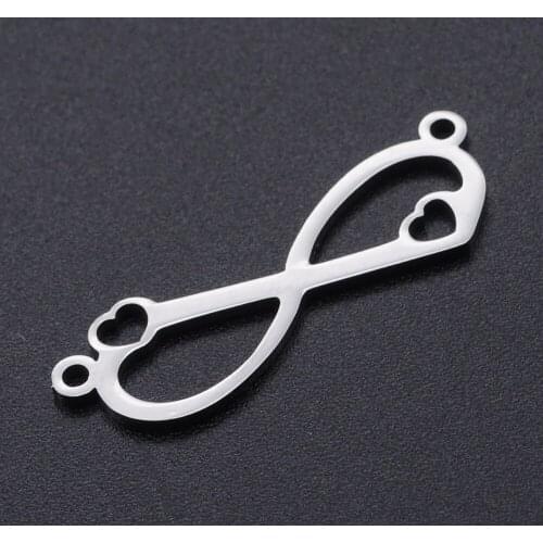 5pcs/lot 100% Stainless Steel Heart Knote Connector Charms DIY Necklace Bracelet Making Pendants