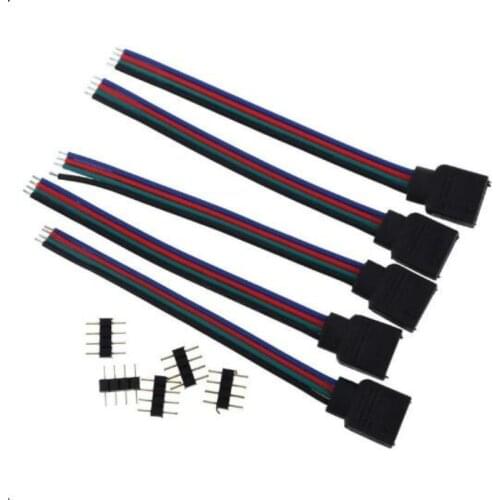 5Pcs RGB 4pin male connector cable wire for RGB led strip 4 pin led cable for 3528 5050 3014 2835 RGB LED Controller