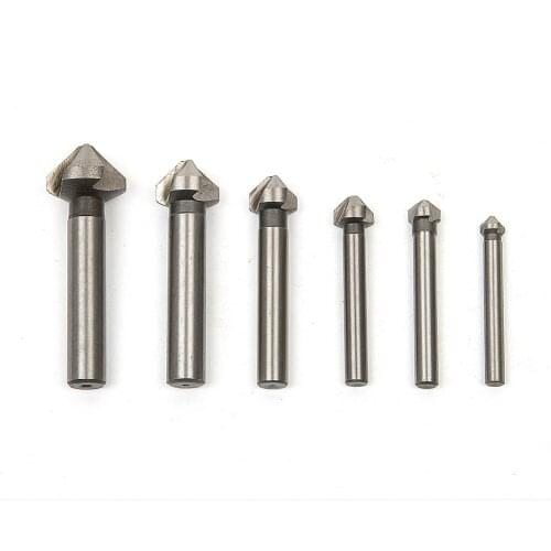 6PCS/Set 3 Flute Countersink Drill Bit 90 Degree High Speed Steel HSS Chamfer Cutter Drill for Wood Metal
