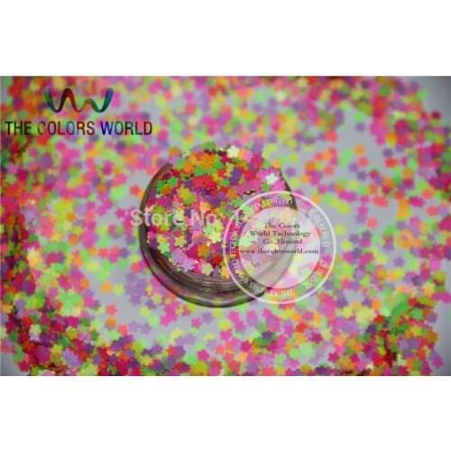 B -Mix Neon Colors Solvent Resistant FLOWER Shape Glitter for nail art polish and DIY decoration Size:3mm 1pack=50g