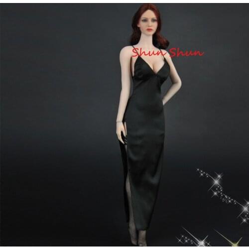1:6 Scale Soldiers Long Black Dvening Dress Model for For 12" Action Figures Accessories