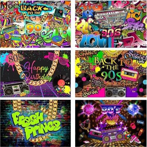 Hip Hop Birthday Backdrop for Photography graffiti music wall background for photo studio back to 80s 90s baby shower photocall
