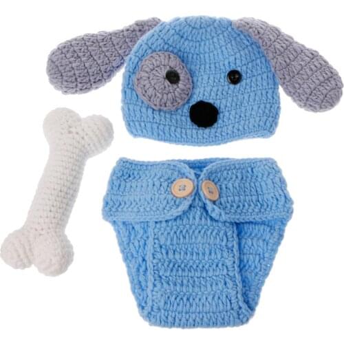 Newborn Photography Props Lovely Dog Costume Set knitting studio photography