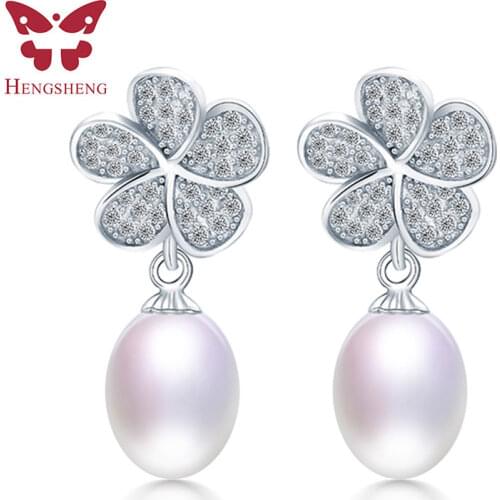 HENGSHENG Cultured Freshwater Pearl Dangle Earrings 2019 New Arrival White Pink Purple Jewelry Earring For Birthday Gift Box