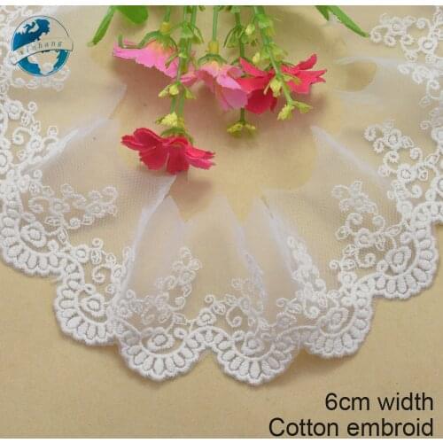 6cm greige Cotton embroid lace sewing ribbon guipure lace african lace fabric trim warp knitting DIY Garment Accessories#2639
