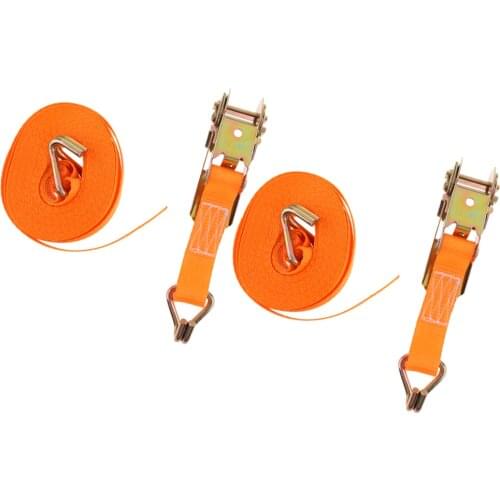 2Pieces Heavy Duty 6m 25mm Ratchet Tie Down Strap Webbing w/ Double J Hooks