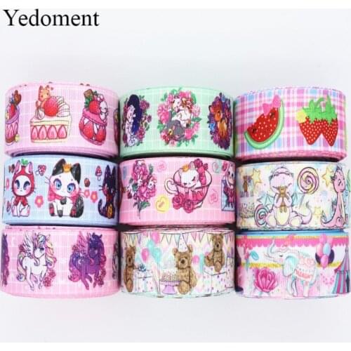 10 Yards 1" 25MM Grosgrain Ribbon Strawberries/Animal Printed Ribbon For Hair Bows DIY Crafts Handmade Accessories M19050802