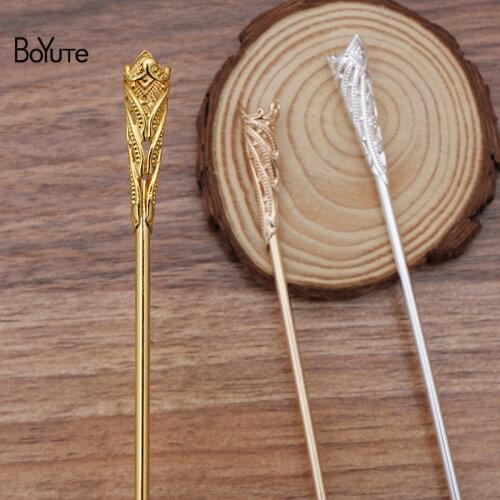 BoYuTe (10 Pieces/Lot) Filigree Bead Caps Welding 120*2.5MM Iron Metal Hair Stick Diy Hair Accessories Materials