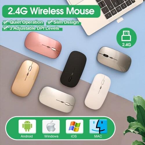 2.4G Wireless Slim Mouse Less Noise 3 Adjustable DPI 7-color Breathing Light Rechargeable Mouse for Laptop Computer