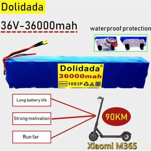 New high power 36V battery 10S3P 36Ah xiaomi M365 battery pack 36000mAh for Ebike electric bicycle with BMS