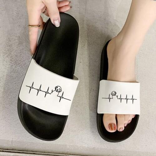 Shoes for Woman 2021 Dog Paw Print Hand Drawn Lines Outdoor Slippers Hot Summer Beach Fashion Printed Open Toe Women Shoes