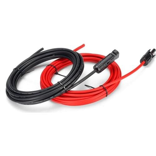 One Pair 13AWG Semi flexible Solar Panel Connection Extension Solar Cables with male and female connector Black plus Red