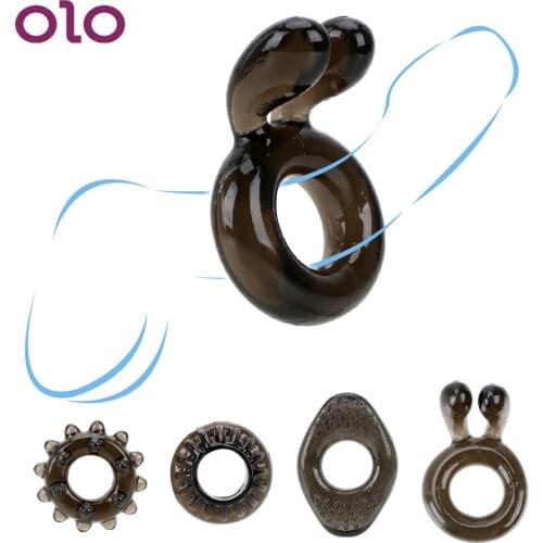 OLO Sex Toy for Men Penis Ring Enlargement Penis Sleeve Extender Clitoral Stimulate Ring 4 Piece /Set Ejaculation Delay